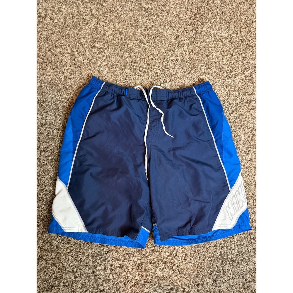 Nike Mens Swim Trunks XL Blue Colorblock Board Shorts Mesh Lined TESS0242‎